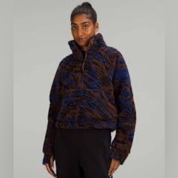 lululemon athletica Jackets & Blazers - Lululemon Scuba Oversized Fleece Funnel Neck in Liquidize Camo Copper Navy